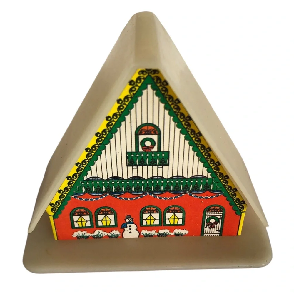 VINTAGE 70s Lot of 5 Alpine Village Houses Plastic Light Covers Christmas Xmas